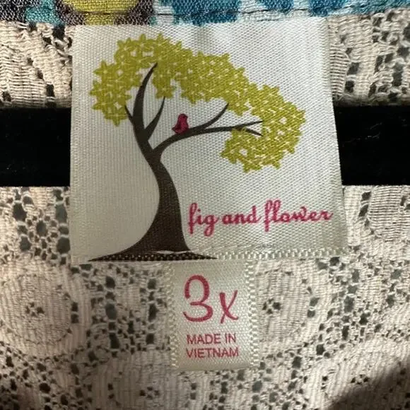 Fig And Flowers Top Womens 3X Pink Floral Long Sleeve Lightweight Boho Cottage - Picture 7 of 13